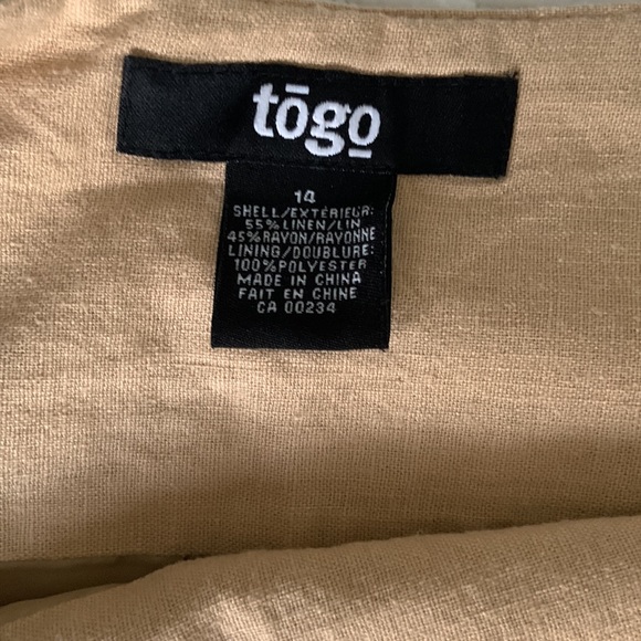 TAN LINEN & RAYON A-LINE MIDI SKIRT WITH SEQUIN EMBROIDERY / 14 - Picture 6 of 6